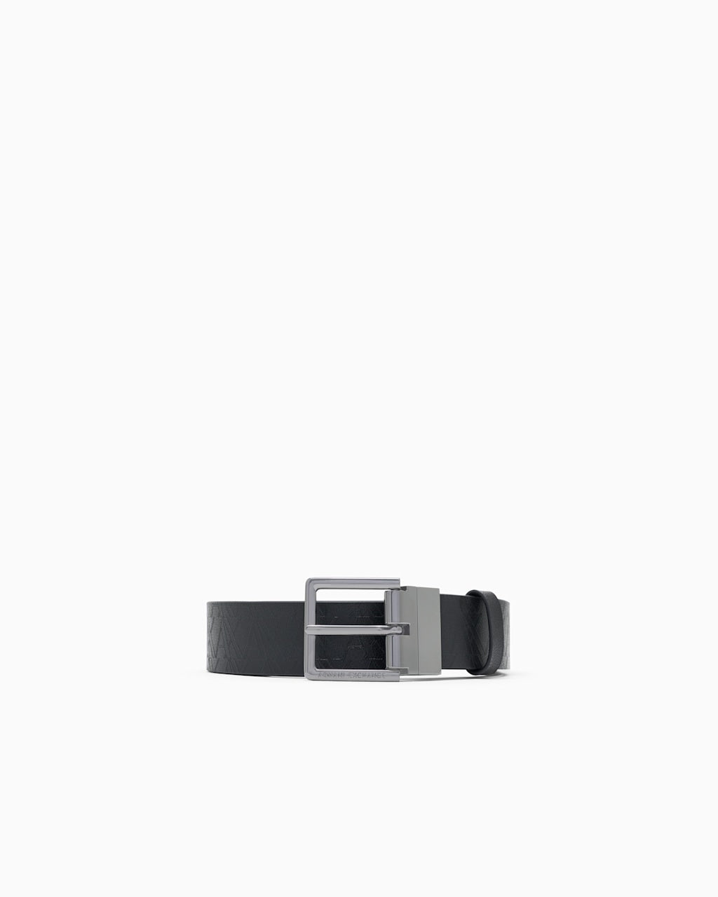 Armani Exchange Cintura Regolabile in Pelle con Fibbia Logata Nero