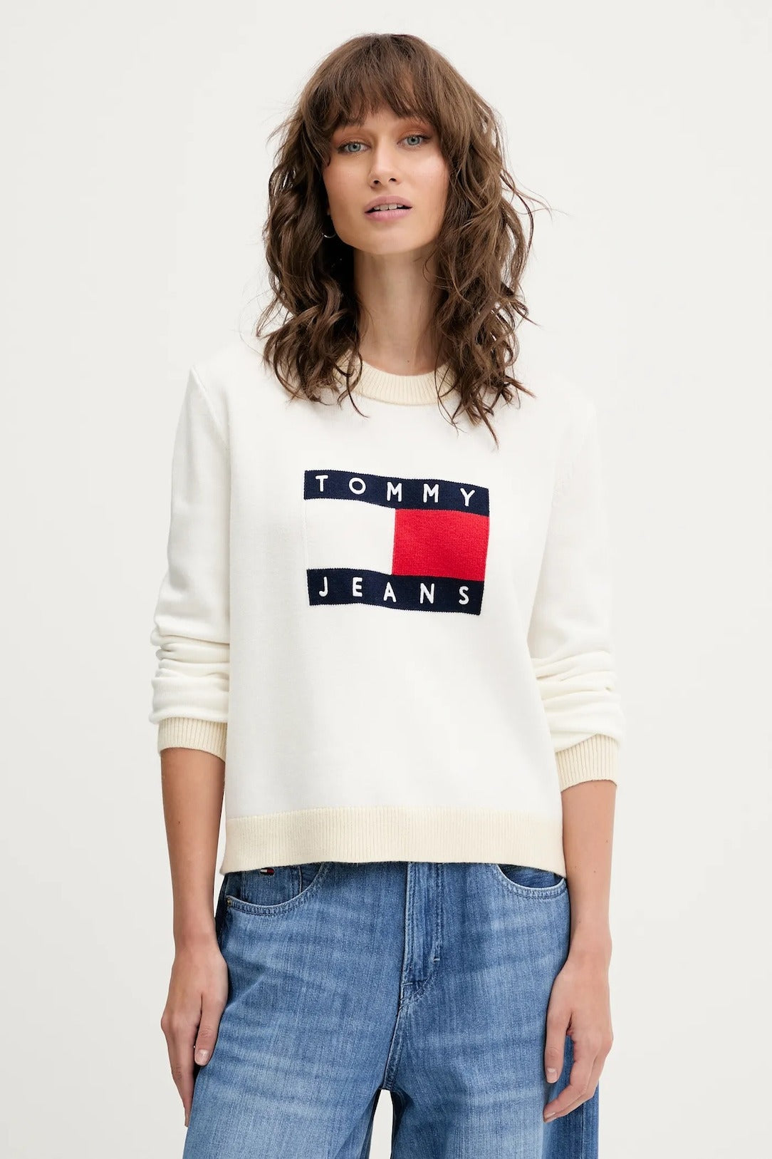 Tommy Jeans Maglia Maniche Lunghe Beige