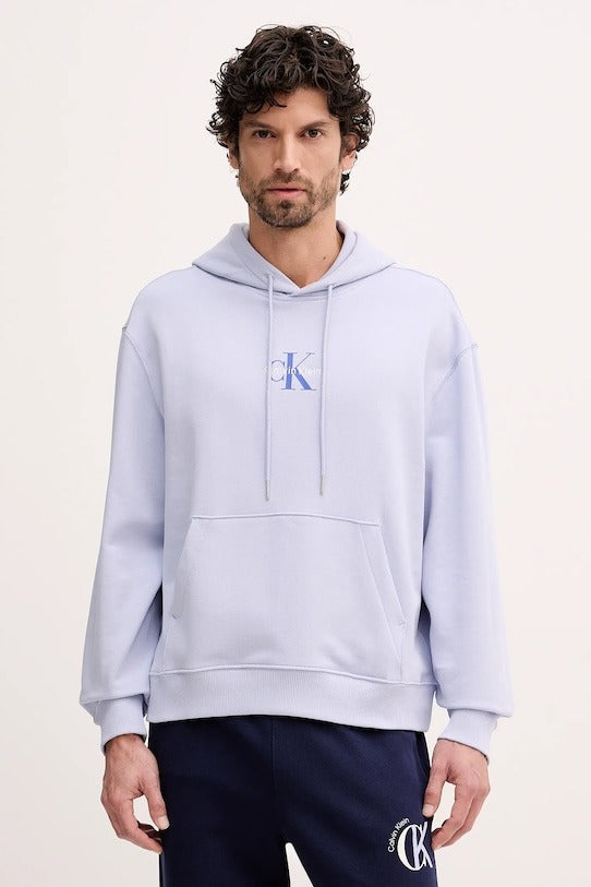 Calvin Klein Felpa con Cappuccio e Monogramma in Spugna di Cotone