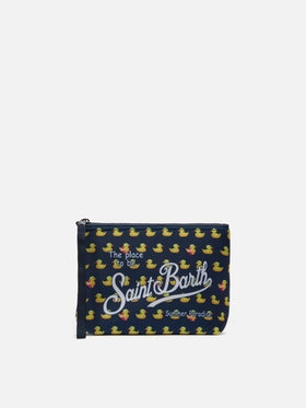 MC2 SAINT BARTH Pochette Aline in Scuba con Stampa Paperelle Blù