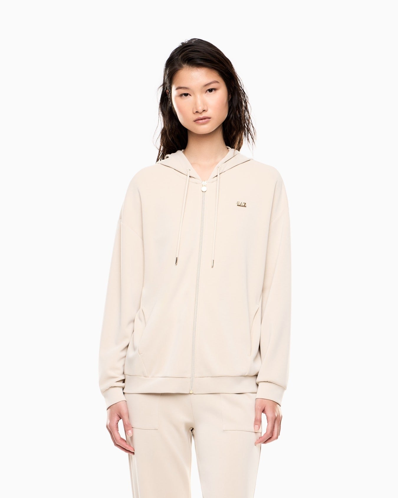 Armani EA7 Felpa con Cappuccio Core Lady in Interlock di Misto Modal Stretch
Beige