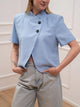 Haveone Giacca a Righe Azzurro