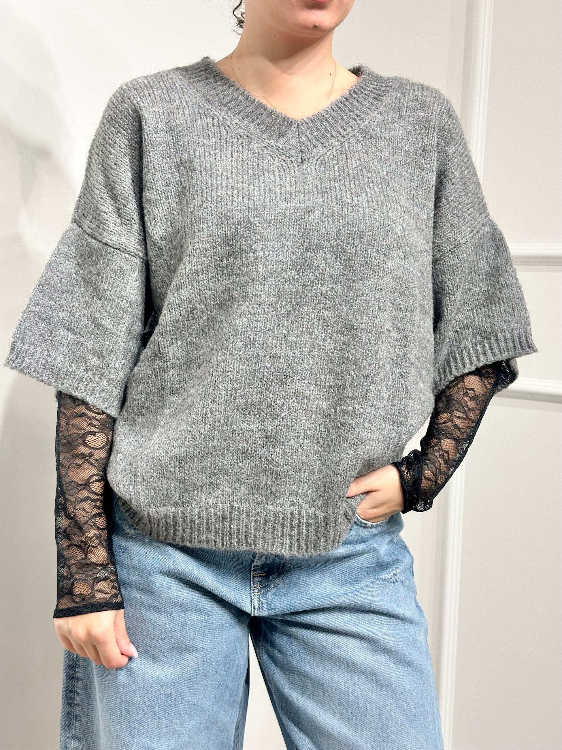 Kontatto Maglia Scollo V Grigio