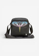 Marcelo Burlon Borsa a Tracolla "County of Milan" con Stampa "Wings" Sfumata Nero/Royal