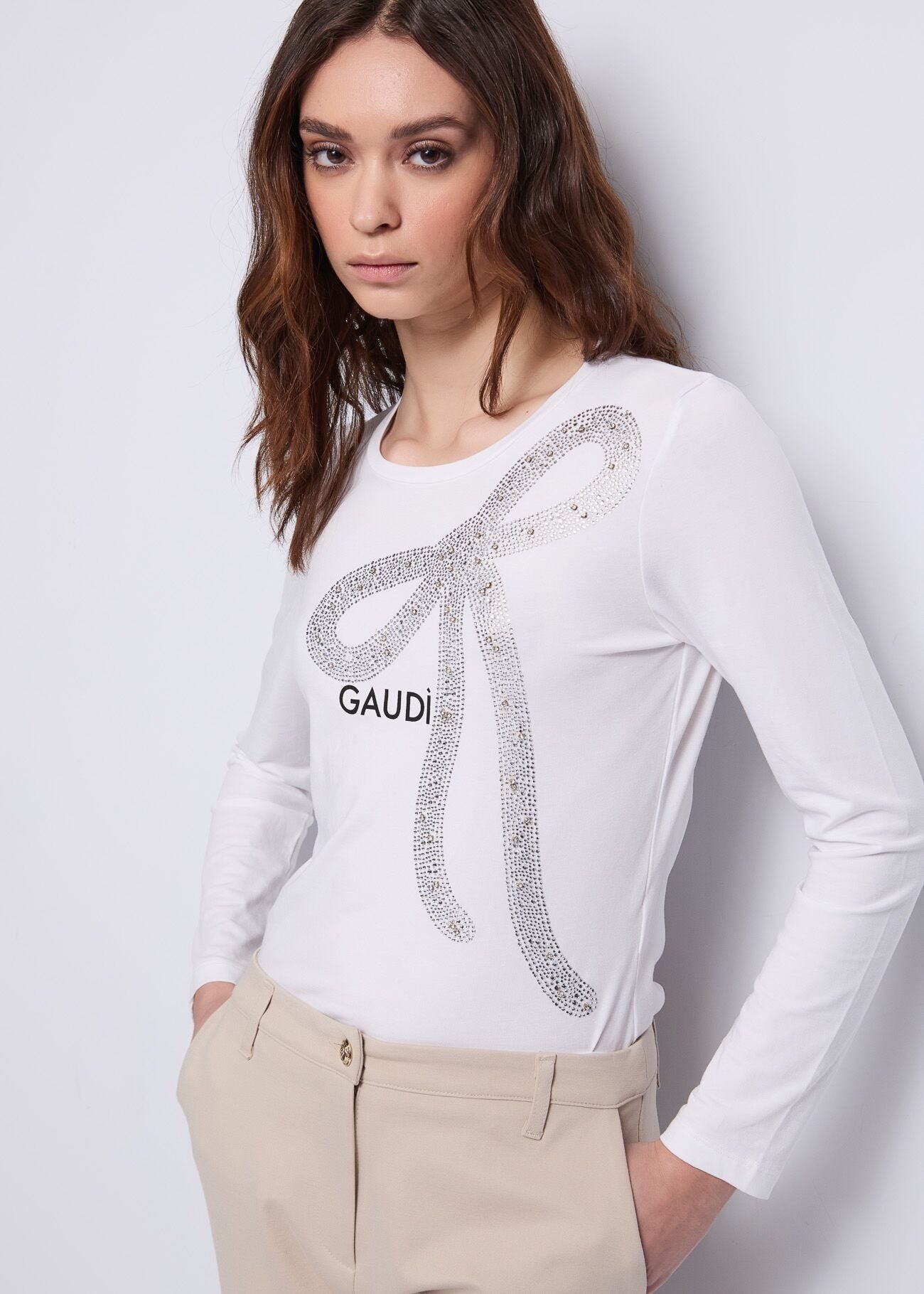 Gaudi T-shirt in Jersey con Logo Bianco