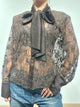 Haveone Camicia in Pizzo e Velluto