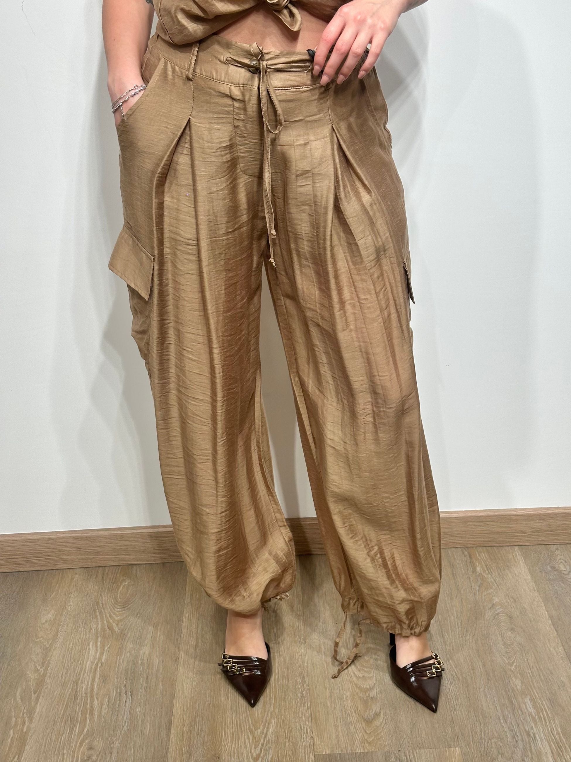 Le Streghe Pantalone Palazzo con Coulisse alle Caviglie 
Marrone