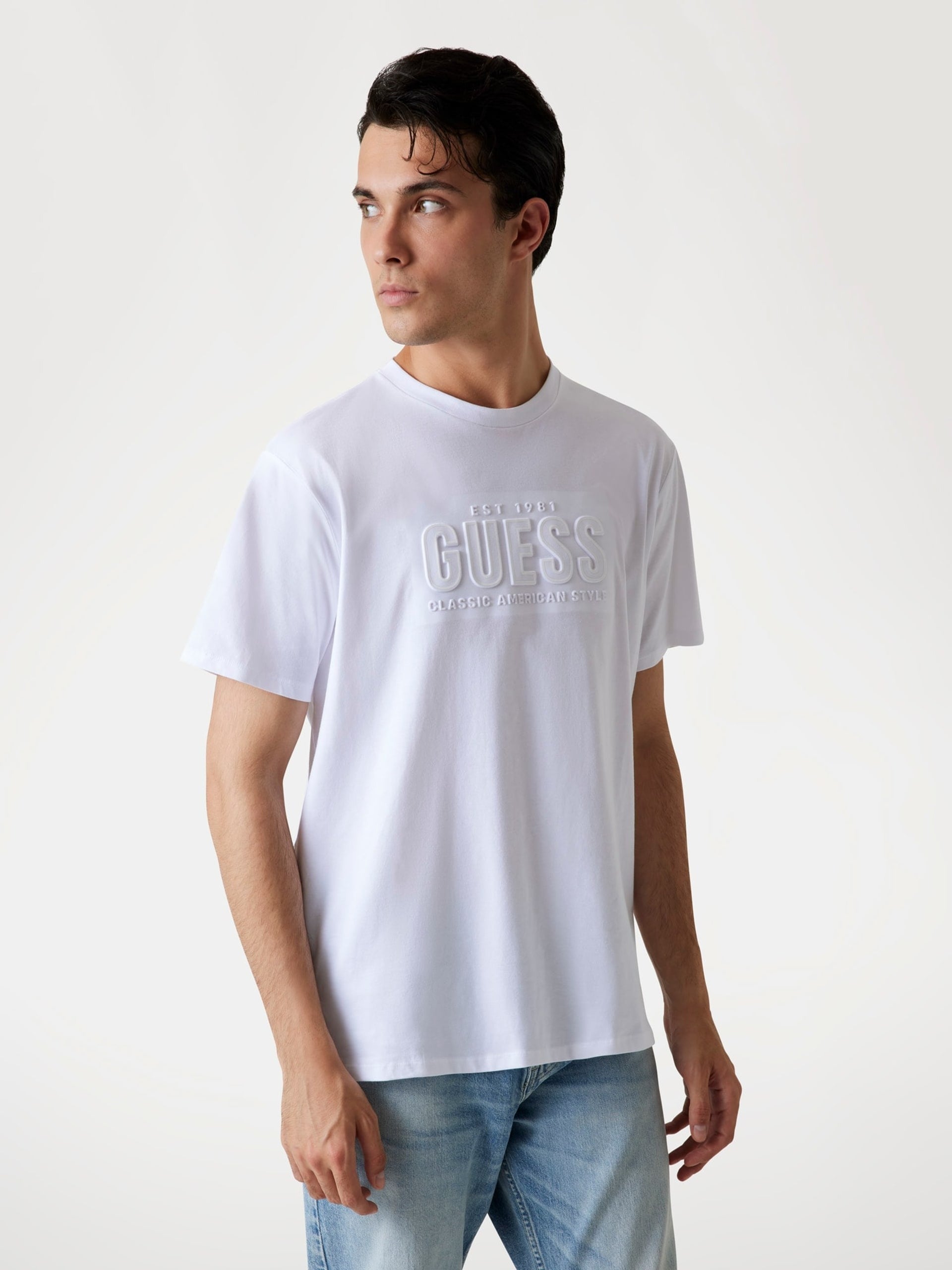 Guess Maglia T-shirt con Logo a Sbalzo