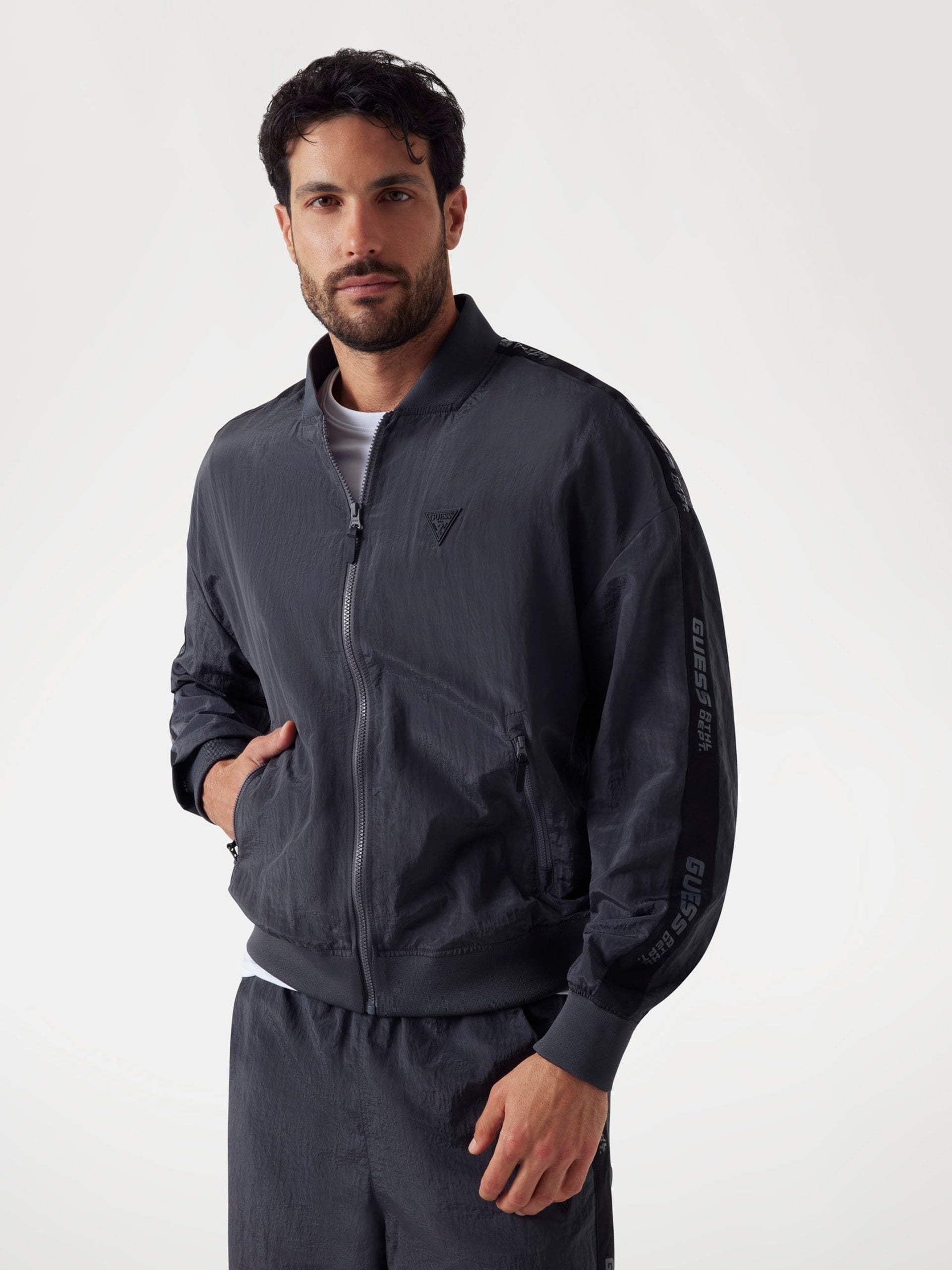 Guess Active  Felpa in Nylon con Cerniera Intera
Grigio