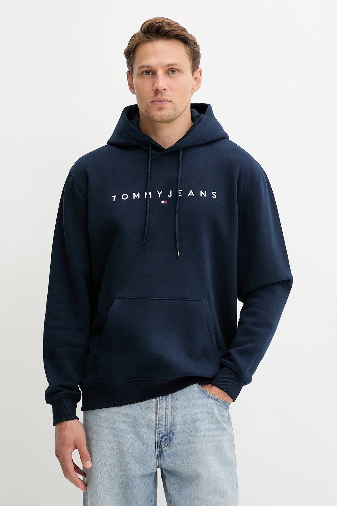 Tommy Hilfiger Felpa con Cappuccio e Logo Lineare Ricamato