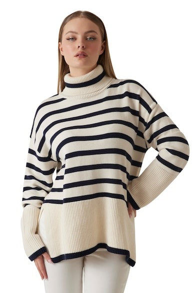 Guess Maglia  in Misto Lana a Righe Bianco Blù