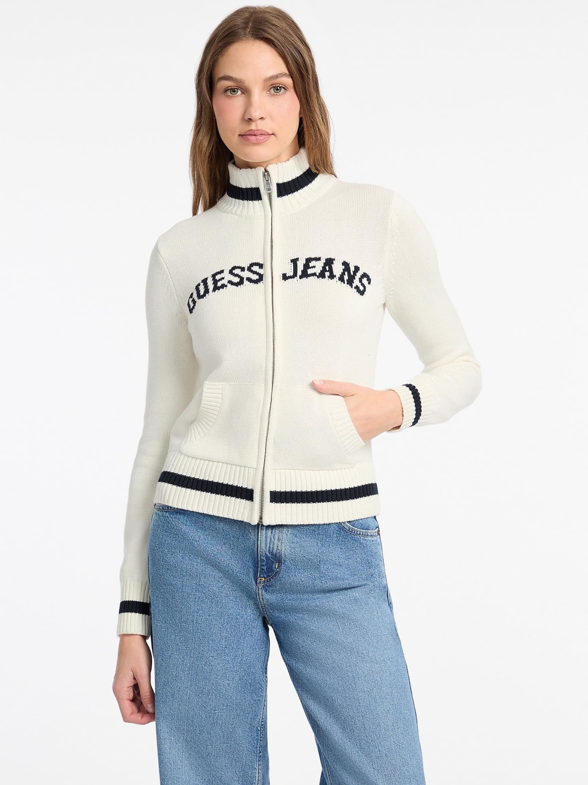 Guess Cardigan con Cerniera Beige