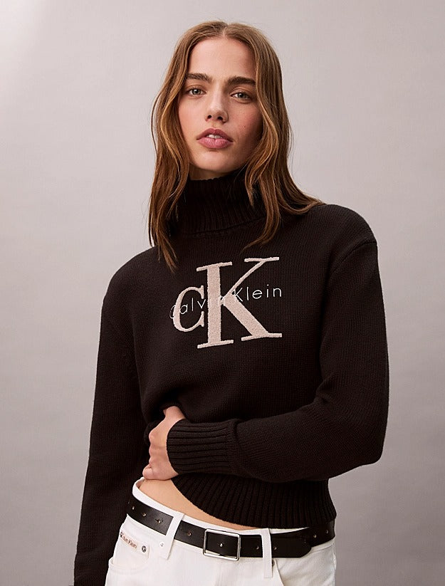 Calvin Klein Jeans Maglione a Collo Alto in Morbida Ciniglia