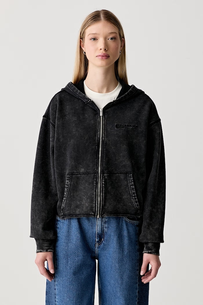 Karll Lagerfeld Jeans Felpa con Cappuccio Effetto Lavato Nero