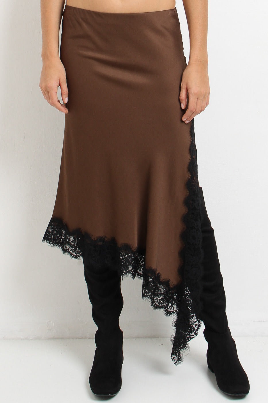 Vicolo Gonna Asimmetrica Satin e Pizzo