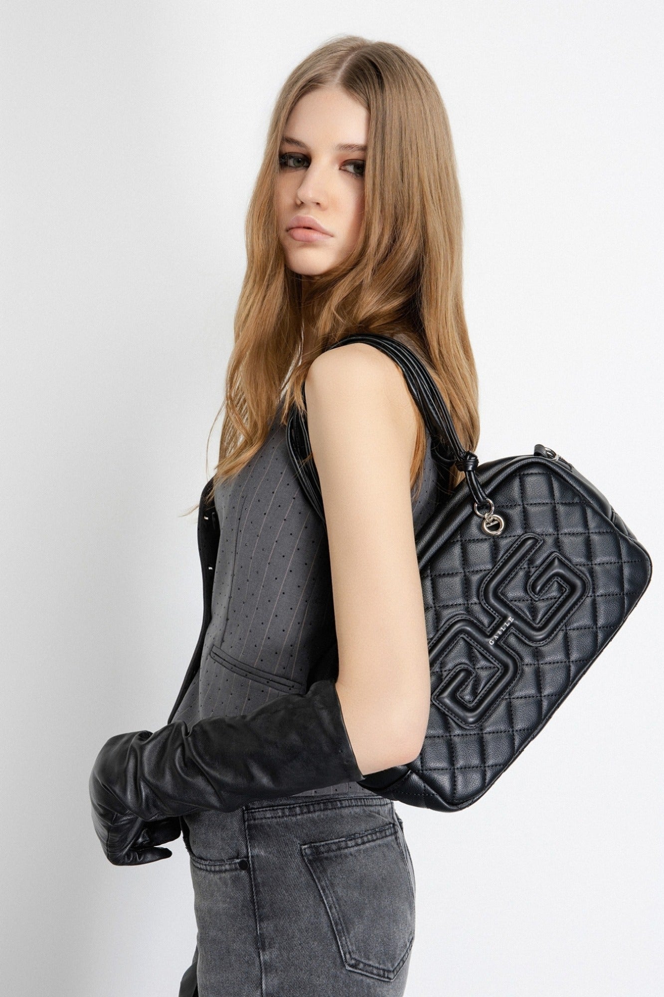 Gaelle Paris Borsa Regular Duffle Matelassè Bottalato Nero