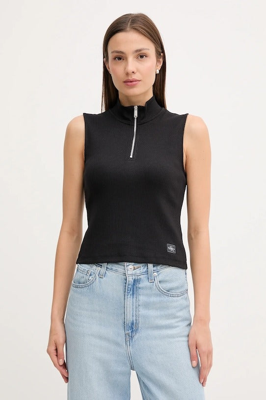 Calvin Klein Jeans Top Senza Maniche con Zip Corta