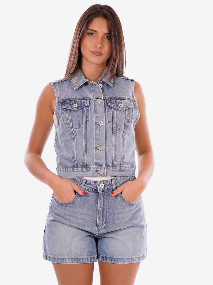 Gianni Lupo Gilet in Jeans 
Blù