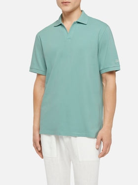Mc2 Saint Barth Polo Charles in Piquet di Cotone  Senza Bottoni Verde Salvia