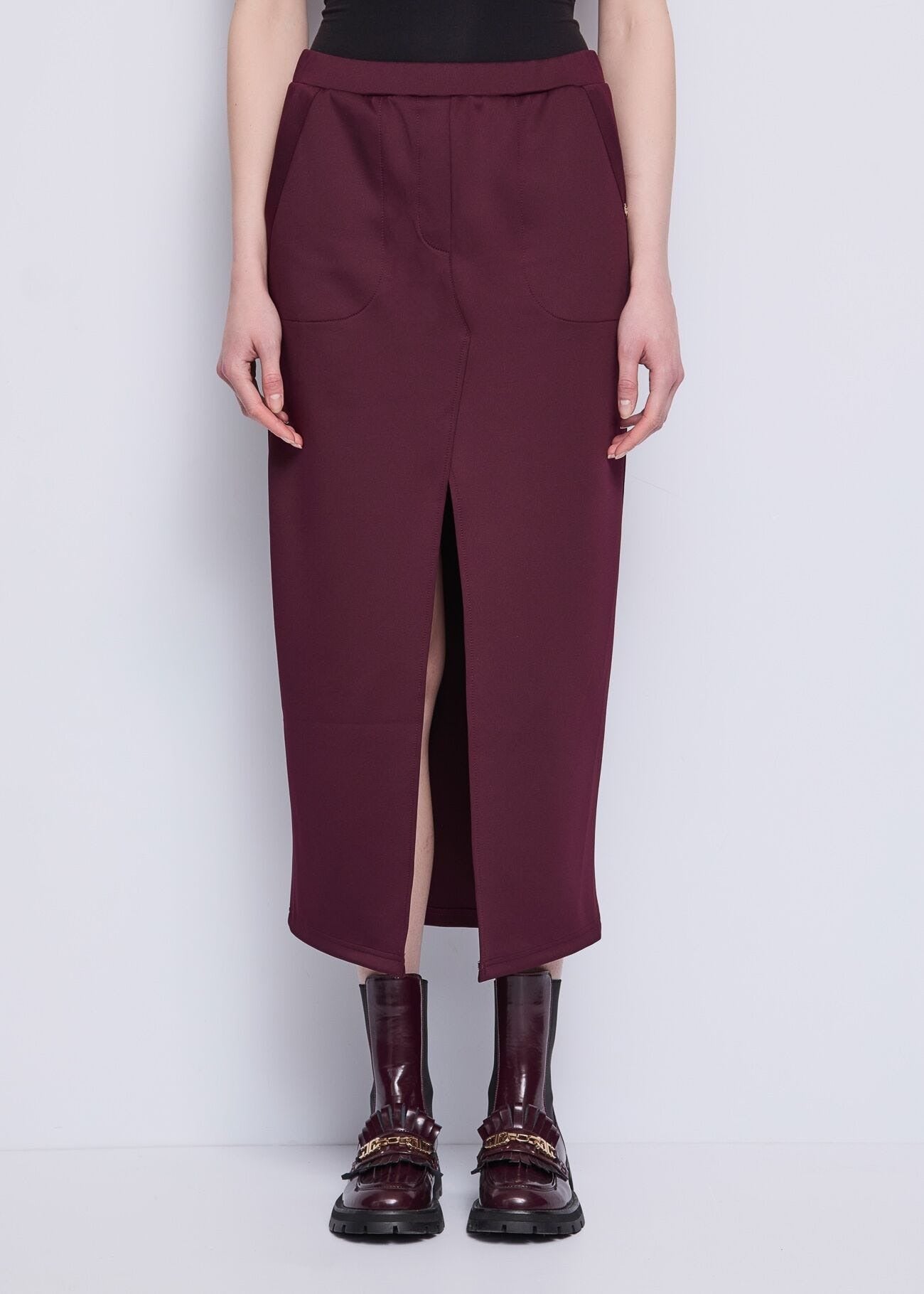 Gaudi Gonna Longuette con Spacco sul Davanti Bordeaux