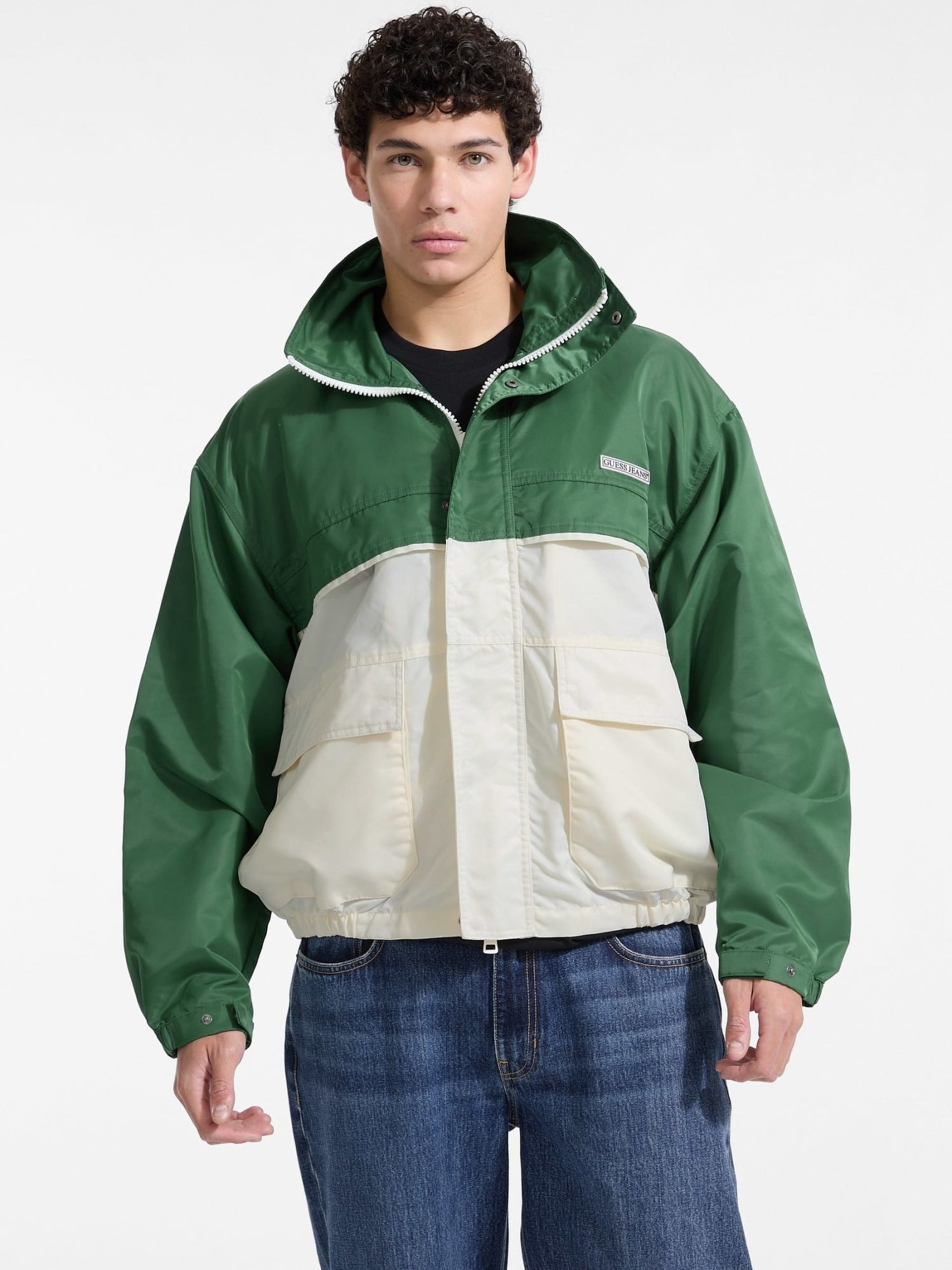 Guess Giubbino in Nylon Color-Block Verde