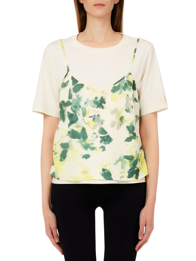 Liu Jo T-shirt a Strati Bianco Verde