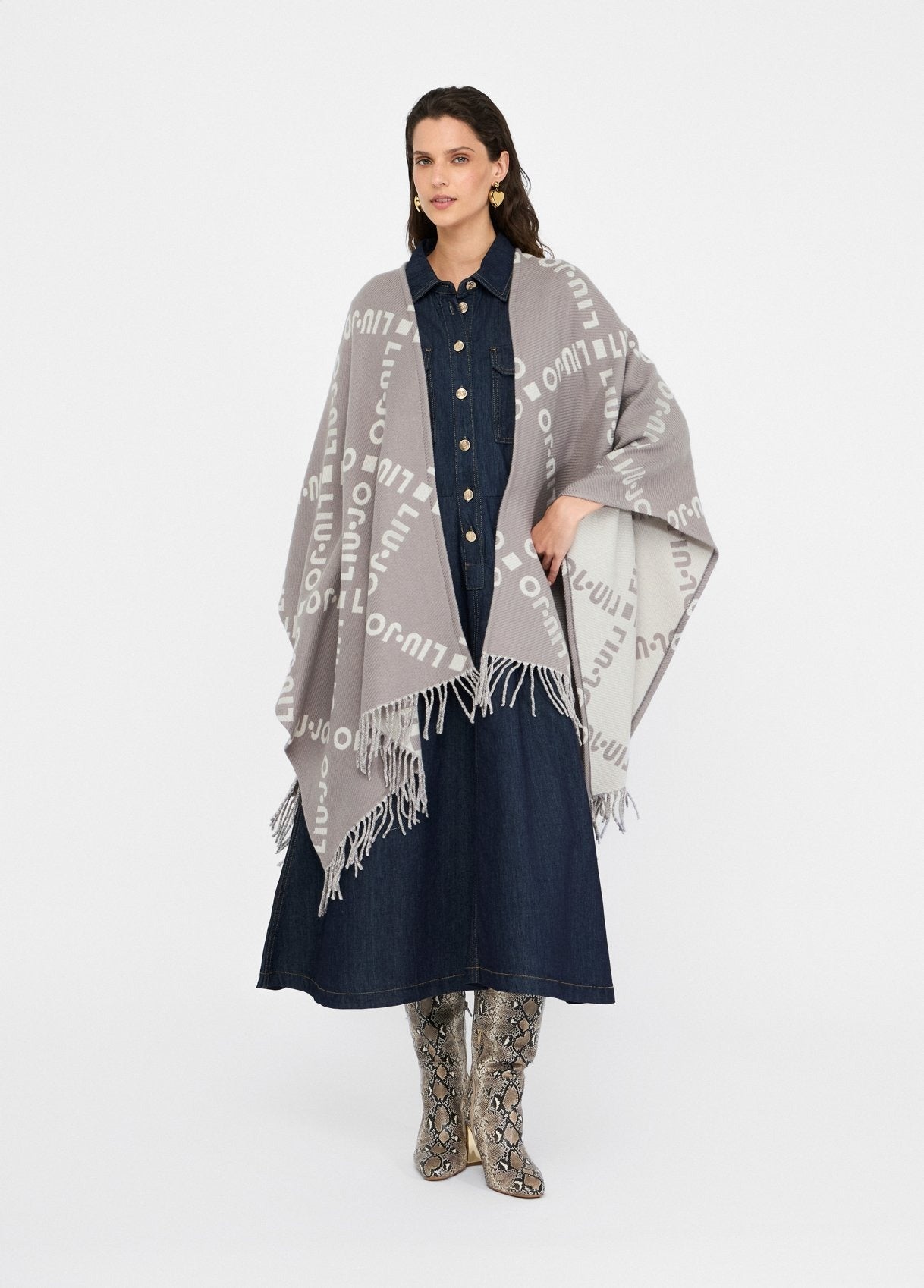Liu Jo Poncho con Logo e Frange