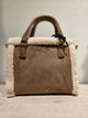 Vicolo Borsa Vanity Small in Camoscio con Profili Shearling Marrone