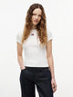 Tommy Jeans T-shirt Slim Fit a Coste con Distintivo Tommy Bianco