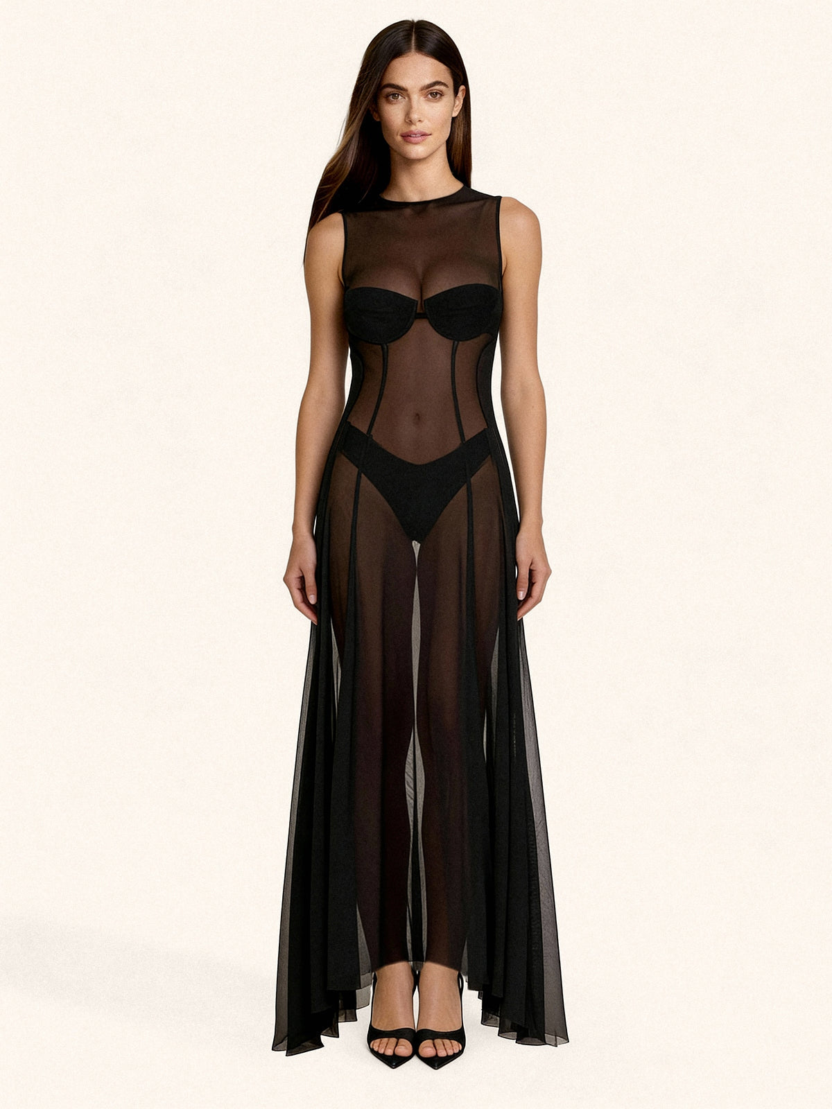 Me fui Vestito lungo in Tulle Nero