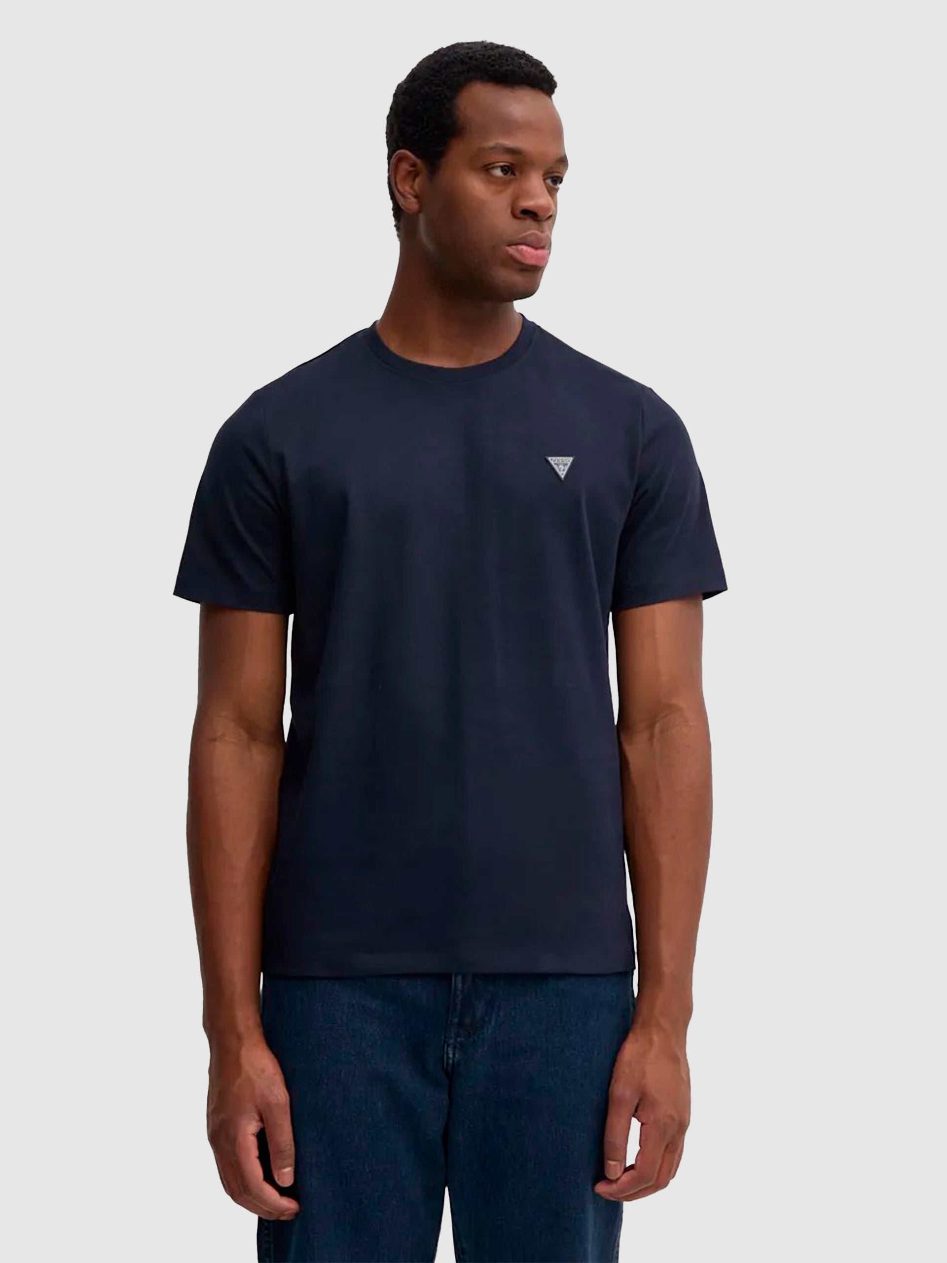 Guess T-shirt Logo Piccolo Triangolo Blù