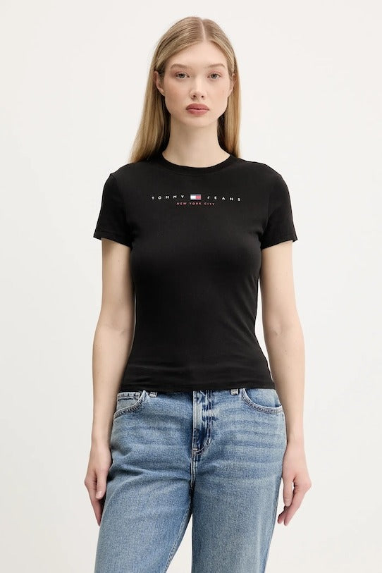 Tommy Jeans T-Shirt Slim Fit con Logo Lineare