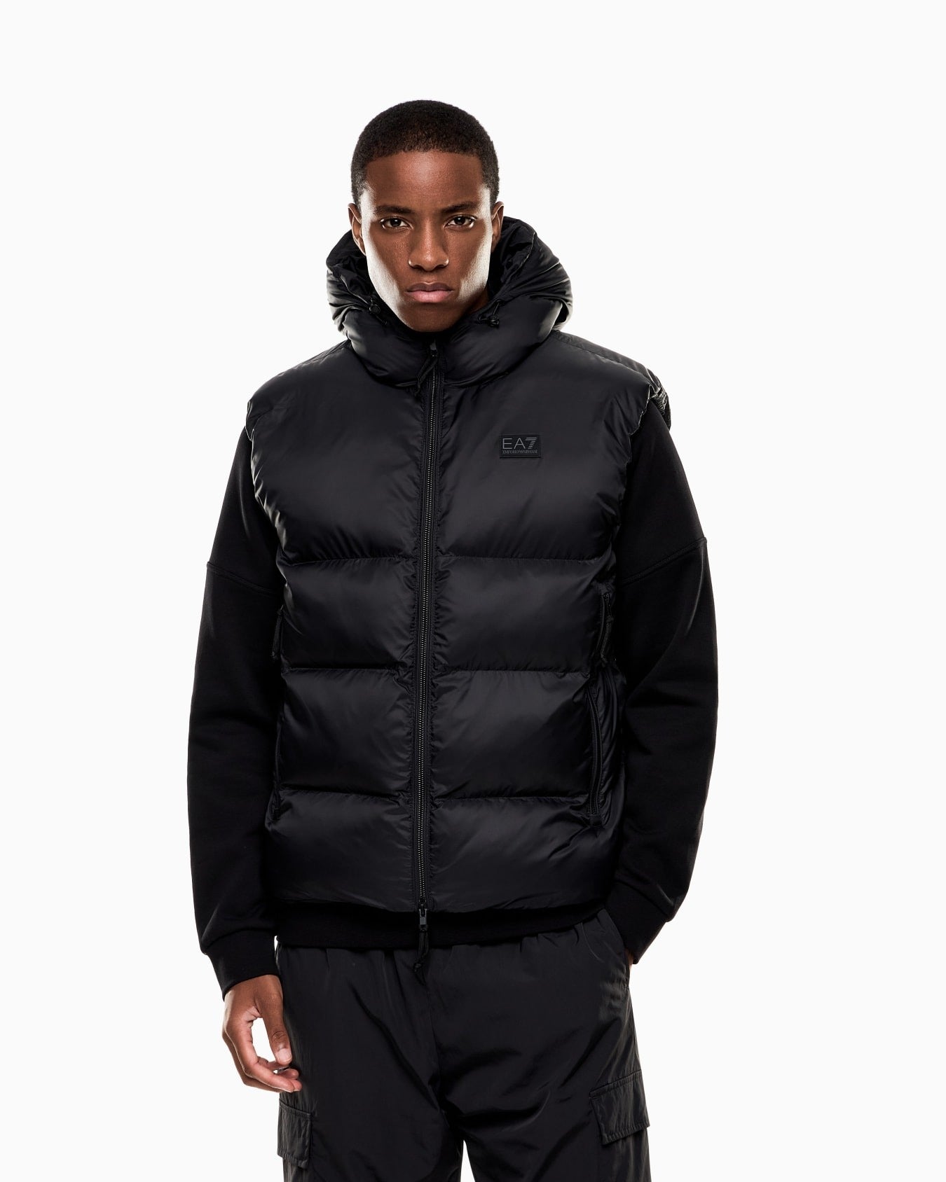 Armani EA7 Gilet Imbottito con Cappuccio in Tessuto Tecnico