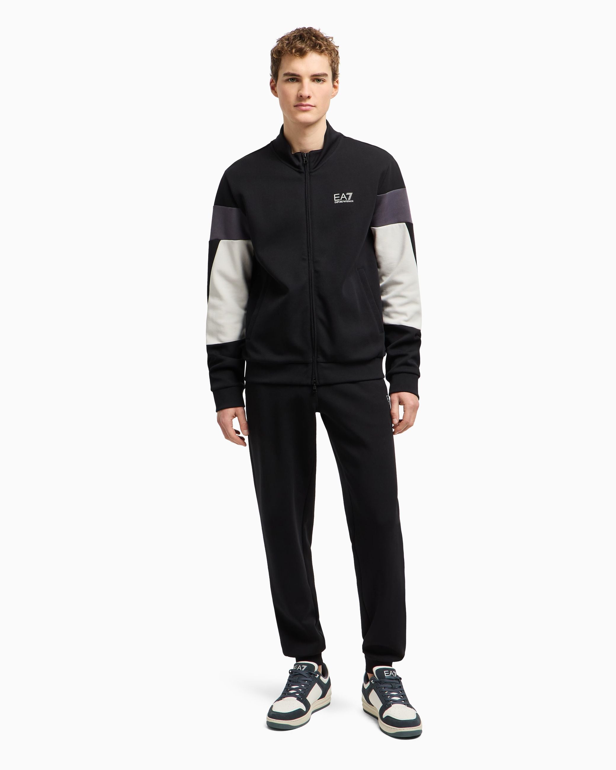 Armani EA7 Tuta Summer Block in Misto Cotone Nero