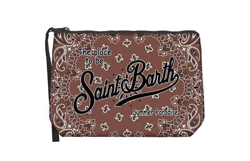 Saint Barth Pochette Aline  Bandanna Round 18" Marrone