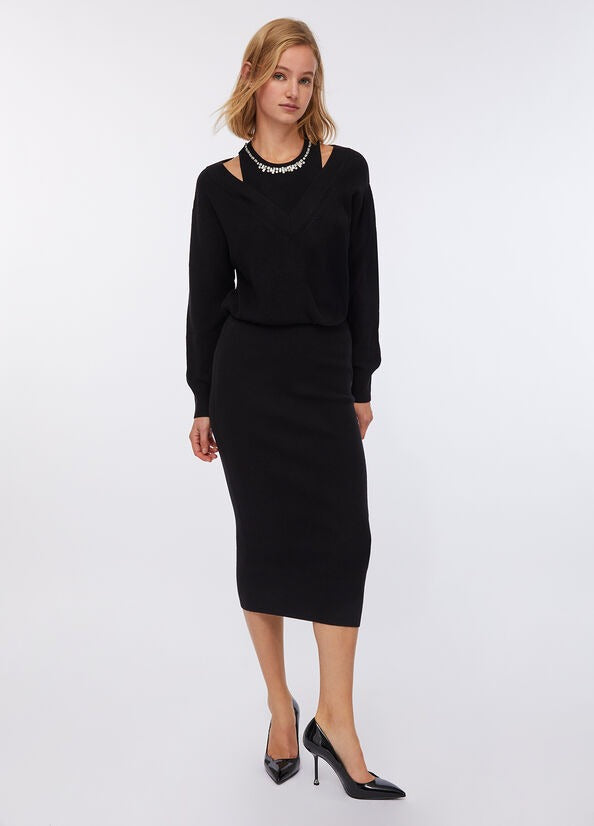 Liu Jo Abito in Maglia con Ricami Gioiello
Nero