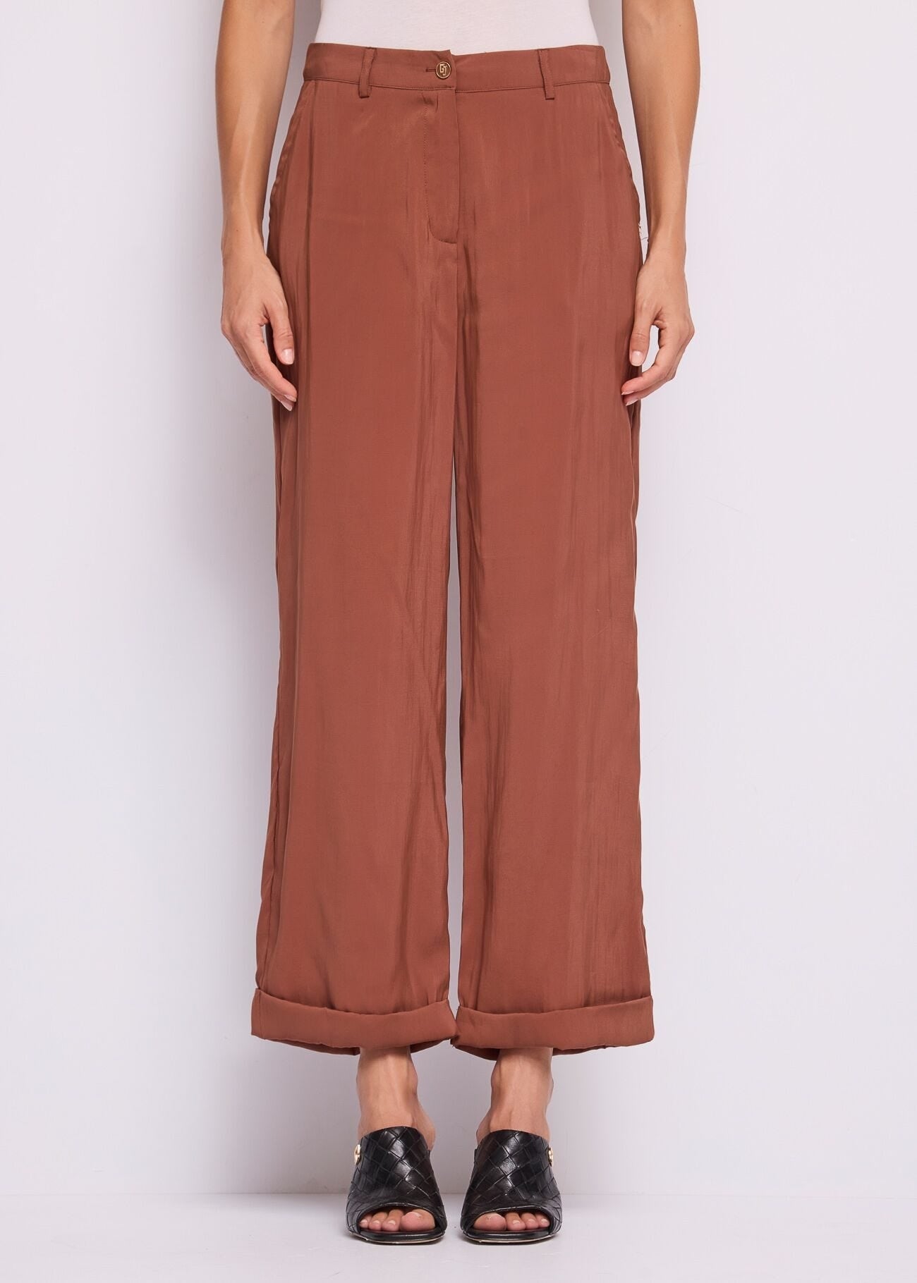 Gaudì Pantaloni con Risvolto Marroni