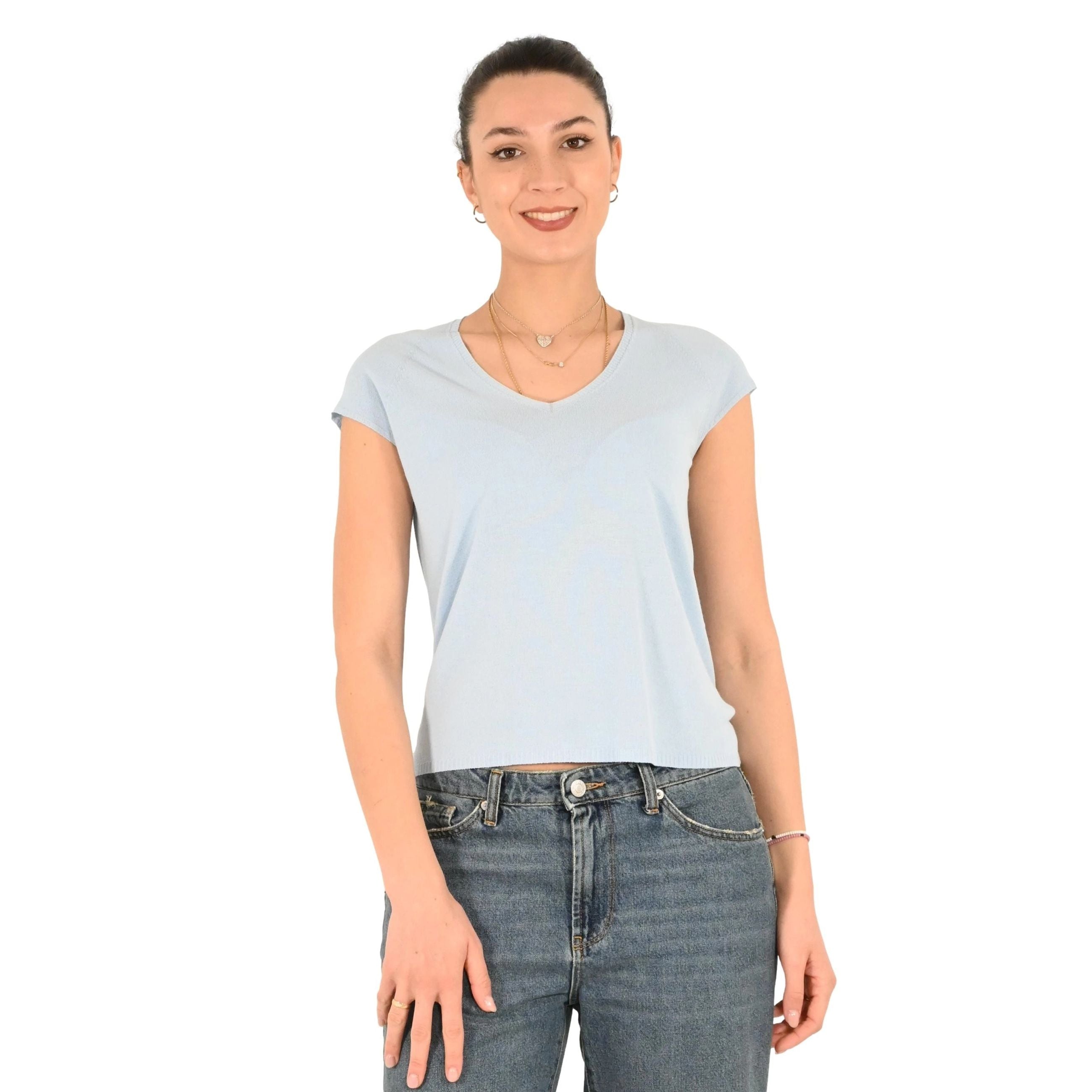 Kontatto T-shirt Basica con Collo a V
