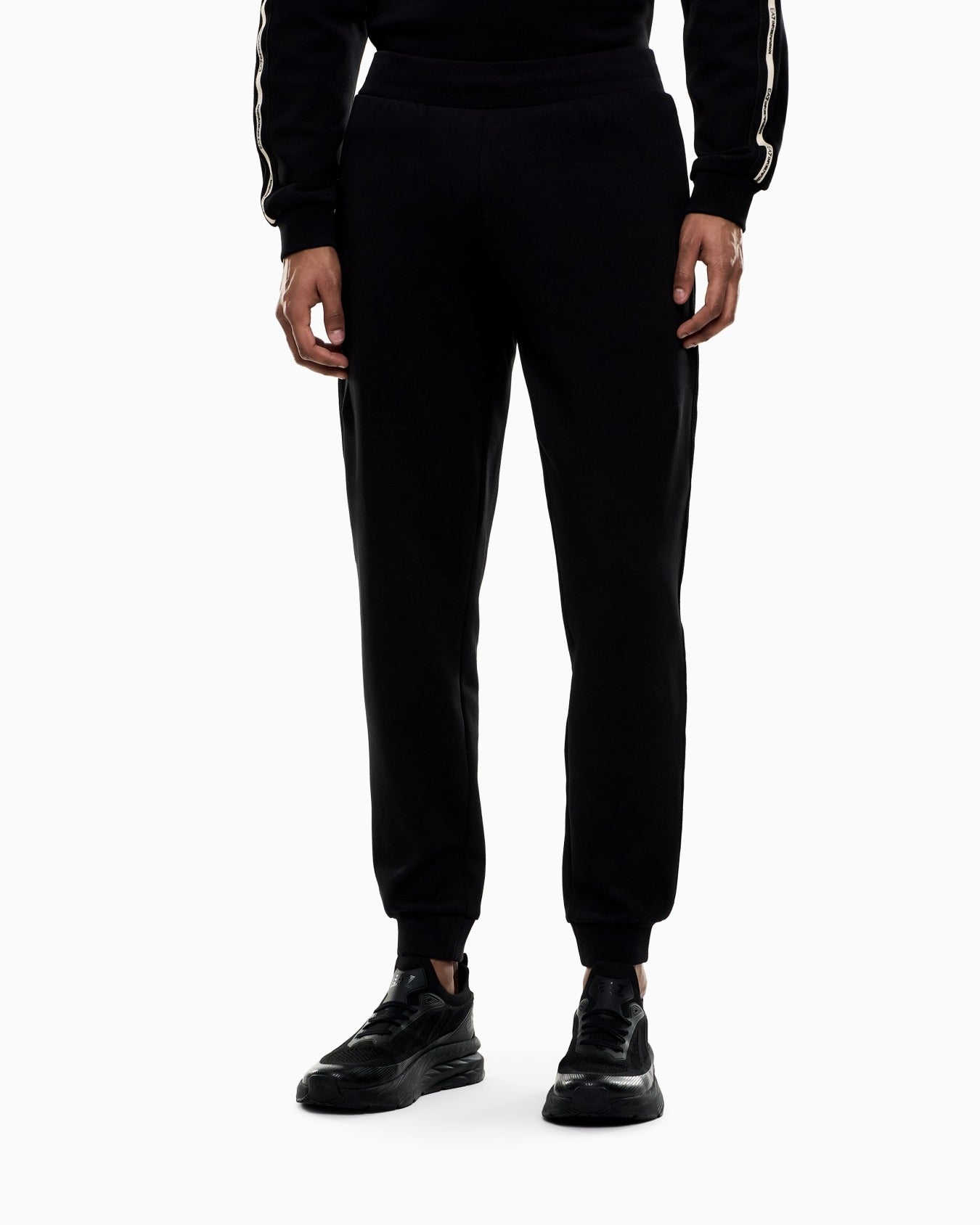 ARMANI EA7 pantalone Jogger Logo Series in Misto Cotone Nero
