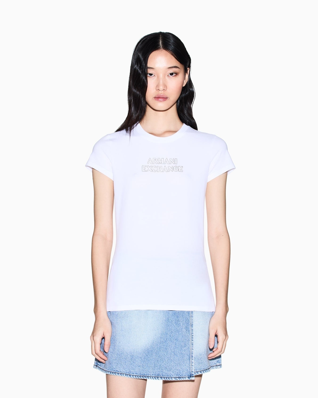Armani Exchange T-shirt Slim Fit in Jersey di Cotone Stretch