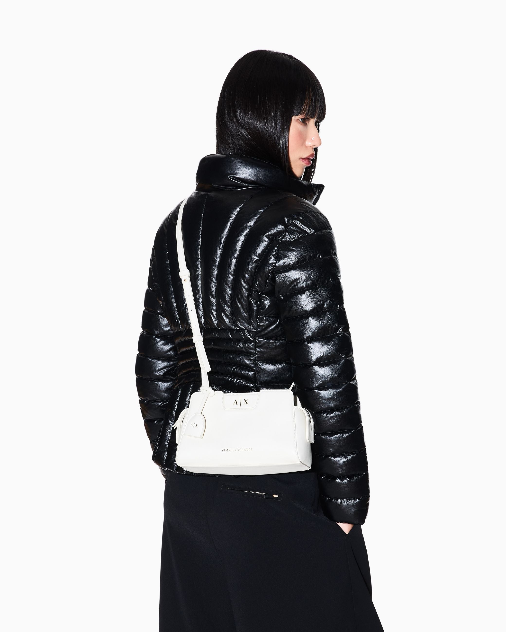 Armani Exchange Borsa Crossbody in Tessuto Tecnico Beige