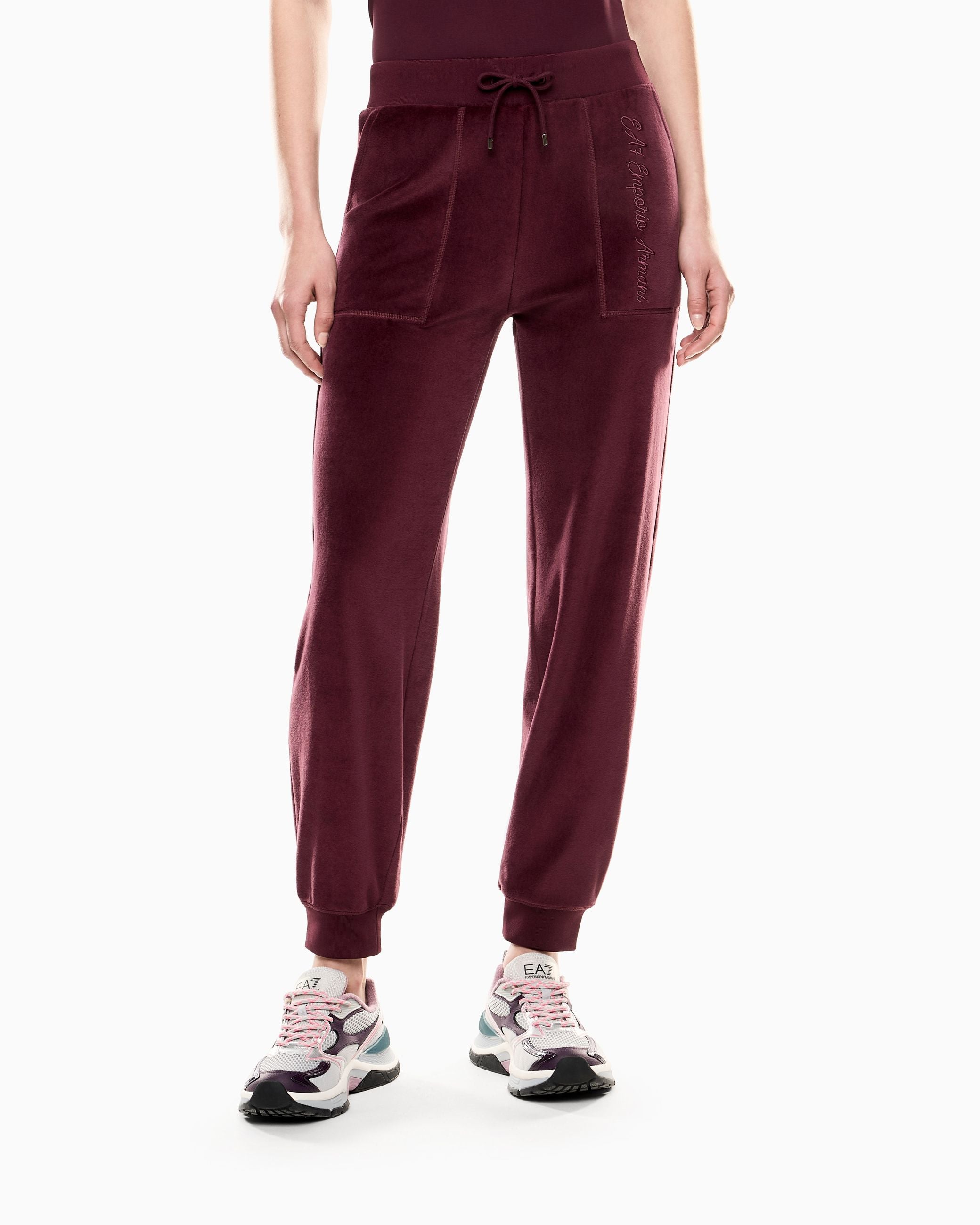 Armani EA7 Pantaloni Jogger Atlethic Velour in Ciniglia Stretch