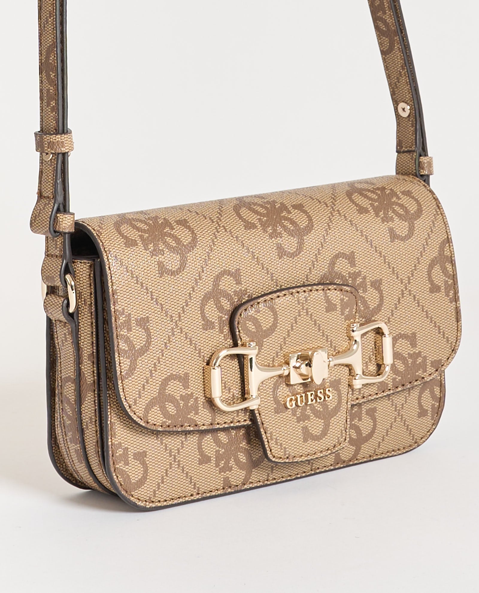 Guess Borsa Jaine a Spalla Logo Marrone