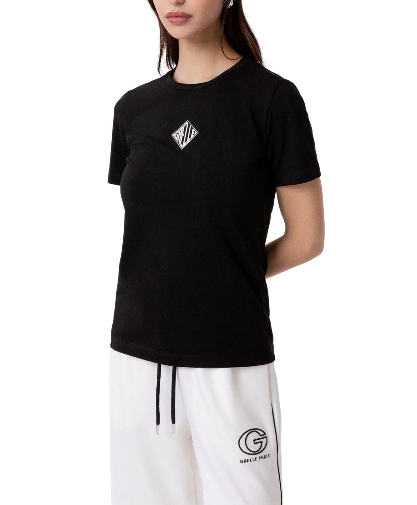 Gaelle Paris T-shirt Paricollo Mezza Manica In Bielastico 
Nero