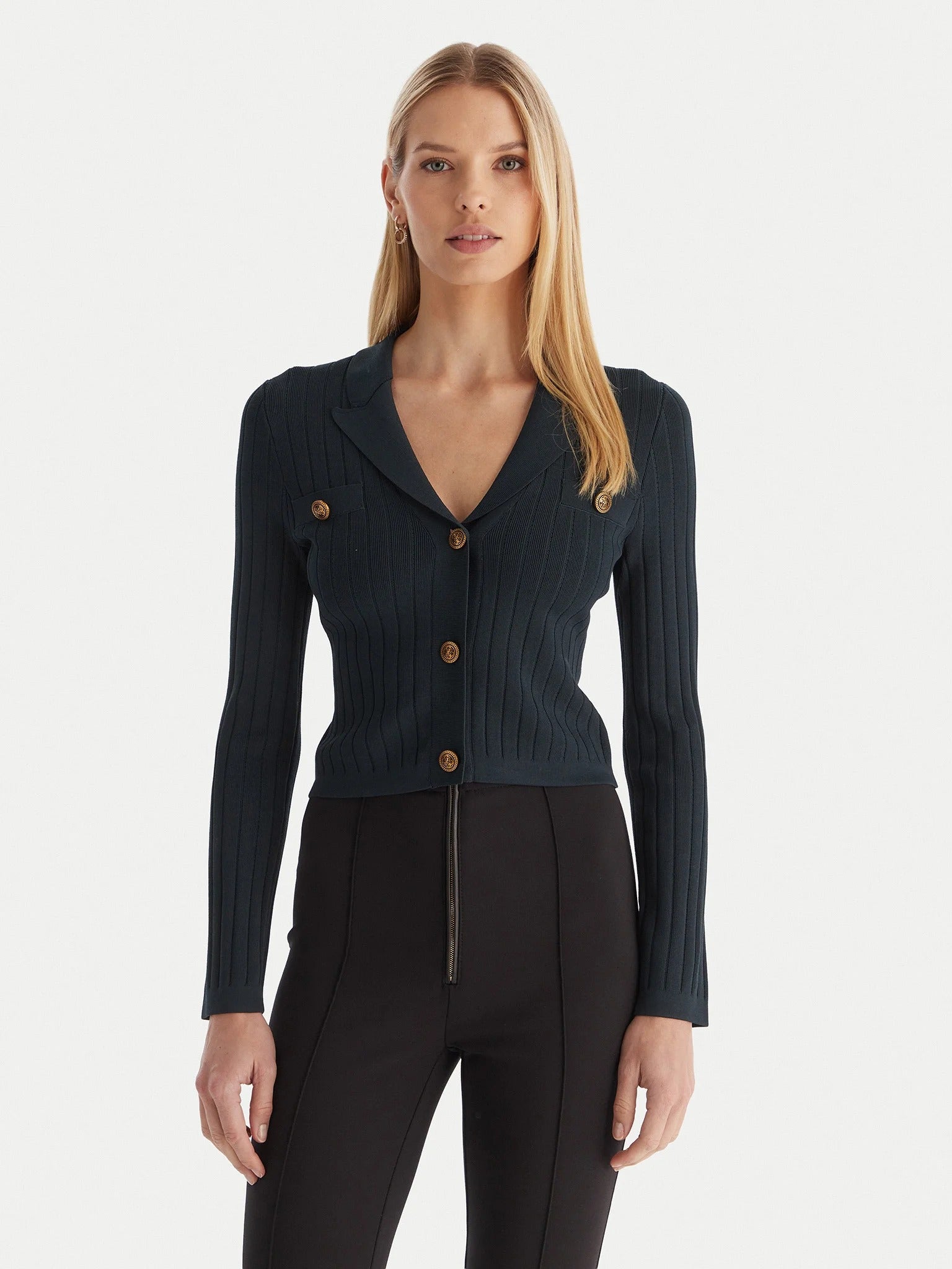 Guess Cardigan Maglia a Costine Verde