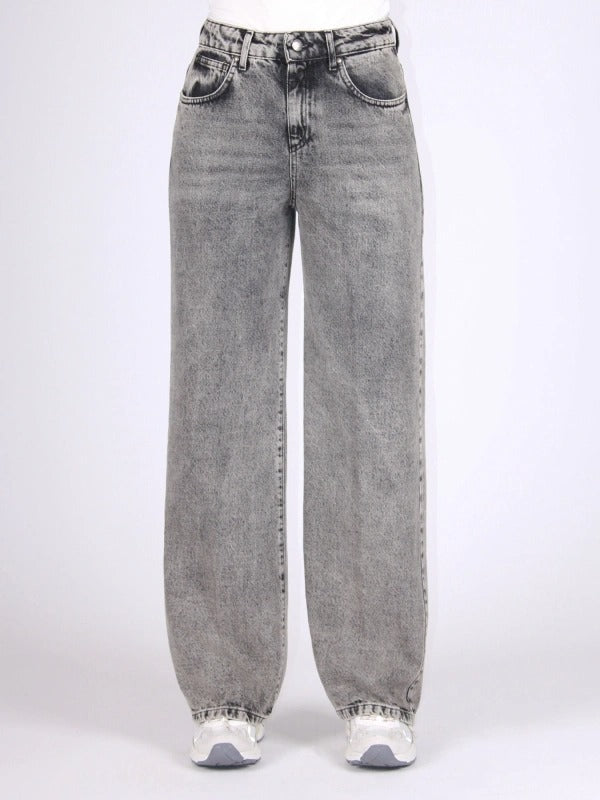 Berna Jeans Denim Grigio Stone Wash Palazzo Fit