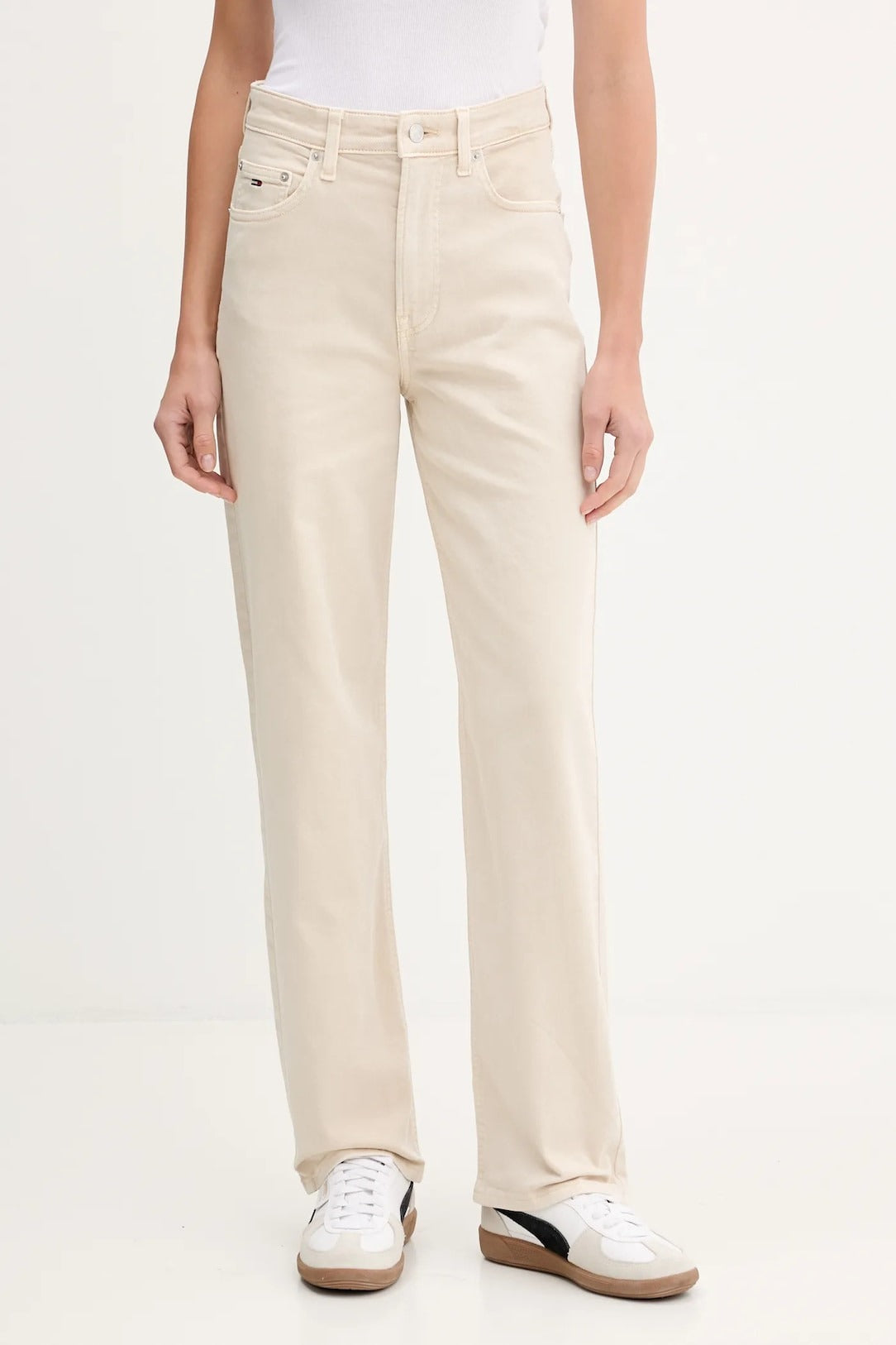 Tommy Jeans Jeans Slim Fit Dritti a Vita Alta Beige