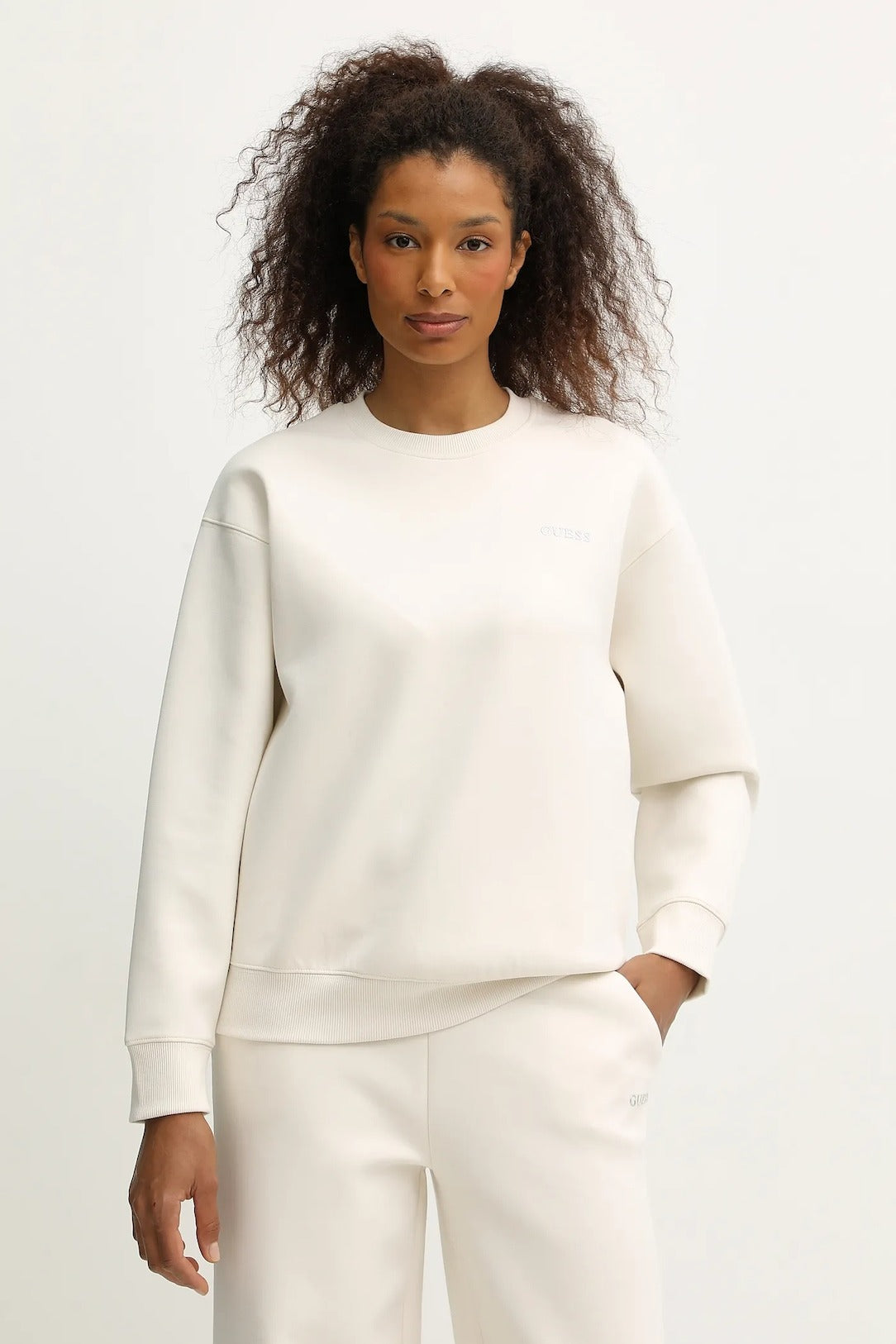 Guess Active Felpa Aurelia Girocollo Bianco