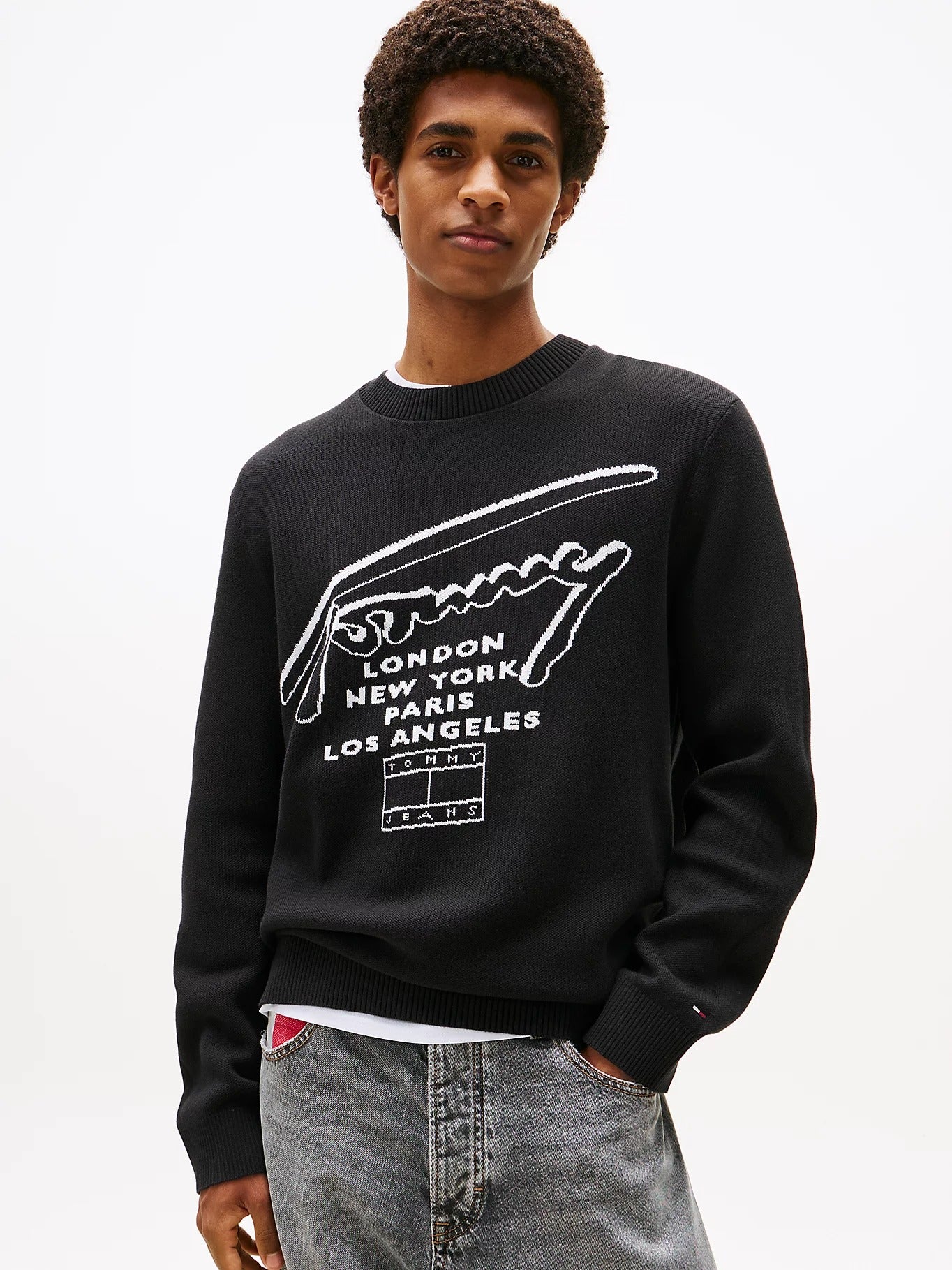 Tommy Hilfiger Pullover con Logo a Intarsio Nero
