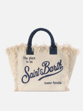 MC2 SAINT BARTH Borsa Vanity Regular Beige in Canvas con Frange